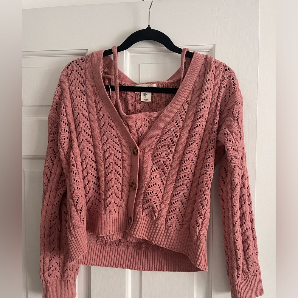 Pink sweater with tank underneath